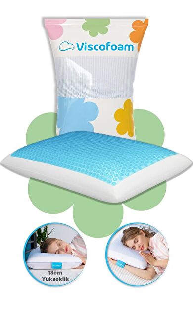 Evva Terletmeyen Ortopedik Yastık Serinleten Visco Yastık Jelli Yastık 59x39x13cm