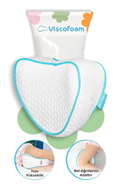 Kalp Diz Arası Ortopedik Yastık Bacak Arası Visco Yastık - 23x23x5cm