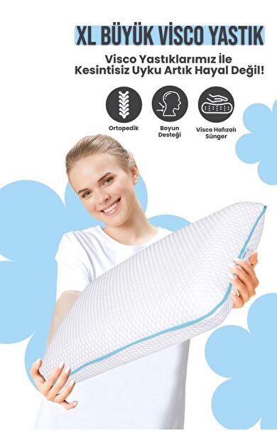 Lüks Boyun Destekli Ortopedik Yastık Visco Yastık 70x40x12cm