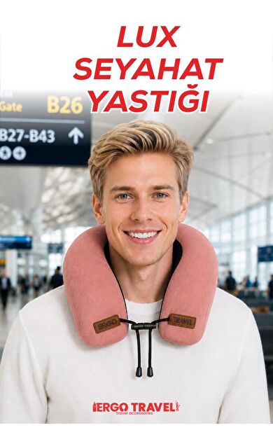 Lux Ortopedik Seyahat Yastığı Visco Boyun Destekli Seyahat Yastığı - Somon | Ergo Travel