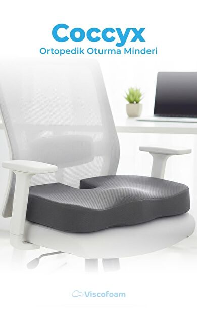 Ortopedik Oturma Minderi Hemeroid Kuyruk Sokumu Coccyx Oturma Minderi Visco Minder Gri