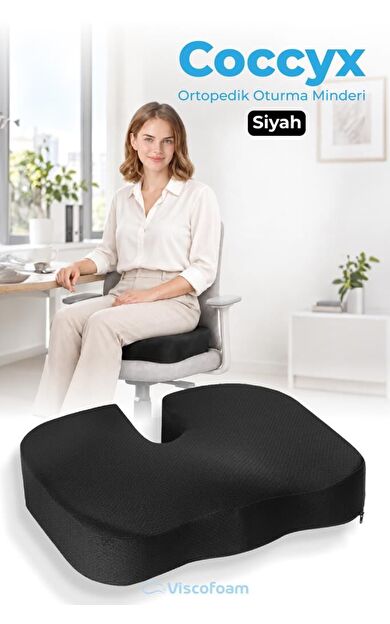 Ortopedik Oturma Minderi Hemeroid Kuyruk Sokumu Coccyx Oturma Minderi Visco Minder Siyah