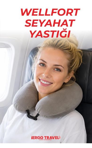 Wellfort Ortopedik Seyahat Yastığı Visco Boyun Destekli Seyahat Yastığı - Gri | Ergo Travel