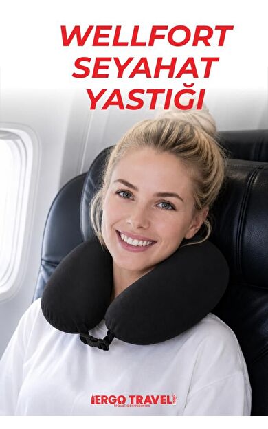 Wellfort Ortopedik Seyahat Yastığı Visco Boyun Destekli Seyahat Yastığı - Siyah | Ergo Travel