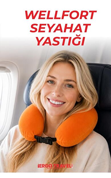 Wellfort Ortopedik Seyahat Yastığı Visco Boyun Destekli Seyahat Yastığı - Turuncu | Ergo Travel
