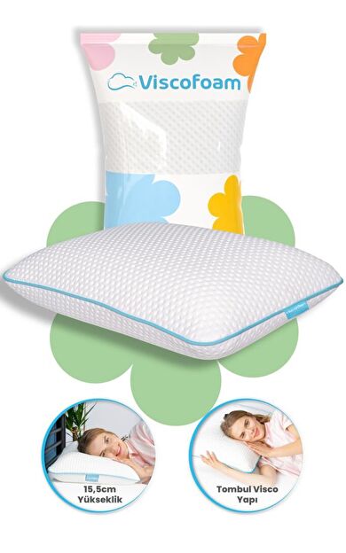 Yüksek Boyun Destekli Ortopedik Yastık Tombul Visco Yastık - 59x39x15.5cm