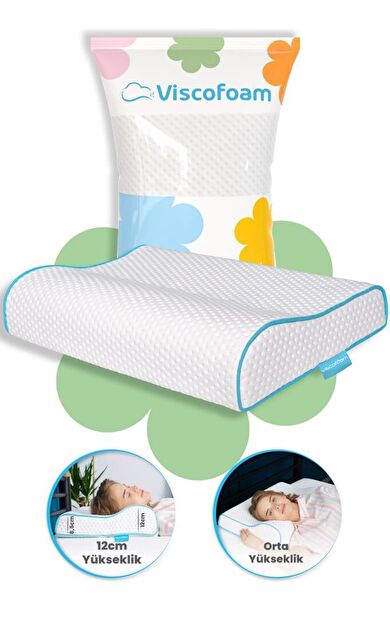 Yüksek Boyun Destekli Ortopedik Yastık Visco Yastık 58x39x12-8.5cm