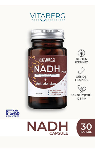 Vitaberg NADH Antioksidan+ | PQQ, Koenzim Q10, Resveratrol, Kolajen Tip II
