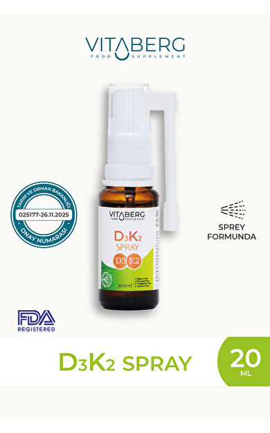 Vitaberg Vitamin D3 K2 Sprey | Günlük Kemik ve Bağışıklık Desteği