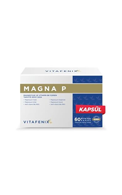 Vitafenix Magna P Magnezyum Ve Vitamin B6 İçeren 60 Bitkisel Kapsül-SKT: 03/2028