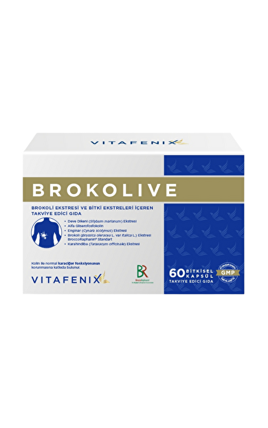 VİTAFENİX Brokolive Brokoli Ekstresi ve Bitki Ekstreleri İçeren Takviye Edici Gıda 60 Kapsül