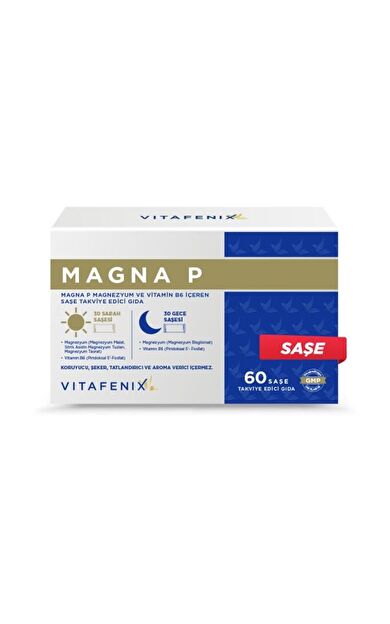 Vitafenix Magna P Magnezyum ve Vitamin B6 İçeren Şase Takviye Edici Gıda 60 Şase - SKT:02/2028