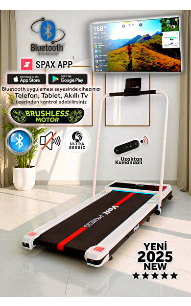 Voit Powerfit 12km Hız Brushless Motor, Işıklı-Manuel Eğim-Kumandalı-Bluetooth'lu-Katlanabilir Koşu Bandı