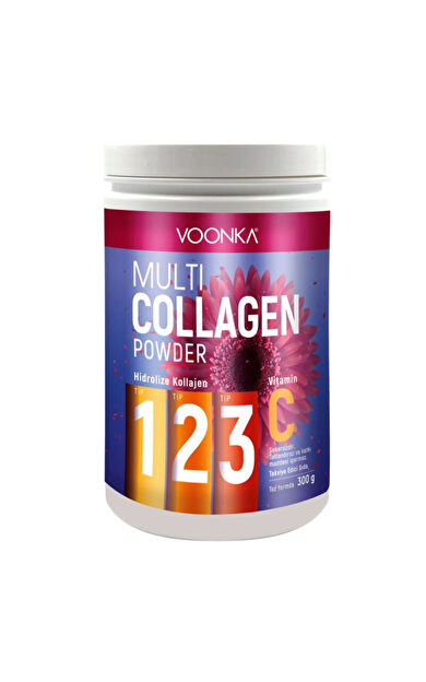 Voonka Multi Collagen Powder Hidrolize Kollajen Tip 1 2 3 Vitamin C 300 gr