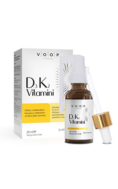 Voop D3K2 Vitamin D3, Vitamin K2 İçeren Takviye Edici Gıda