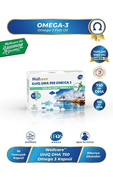 Wellcare Omega 3 Balık Yağı 750 mg 30 Kapsül