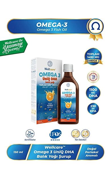 Wellcare Omega 3 Doğal Portakal Aromalı Balık Yağı 150 ml