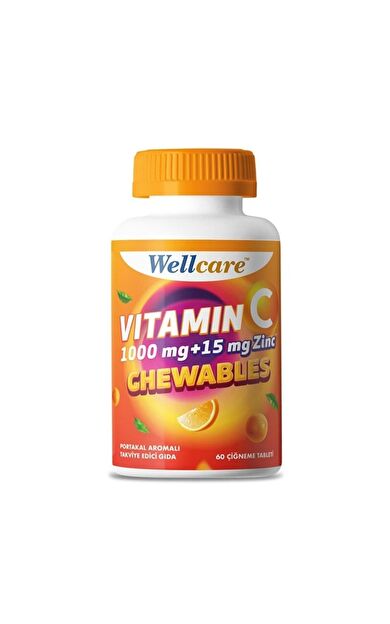 Wellcare Vitamin C 1000 mg & 15 mg Çinko 60 Çiğneme Tableti