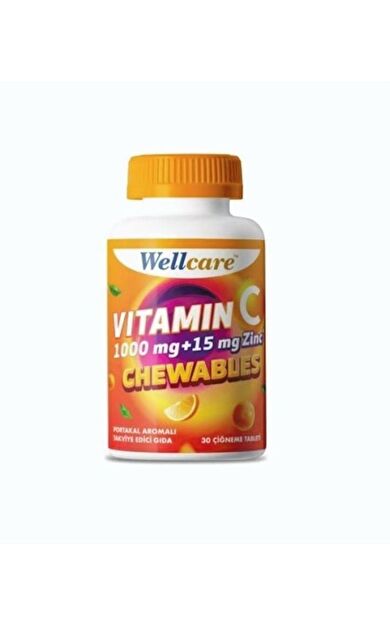 Wellcare Vitamin C 1000 mg + Çinko 15 mg 30 Çiğneme Tableti