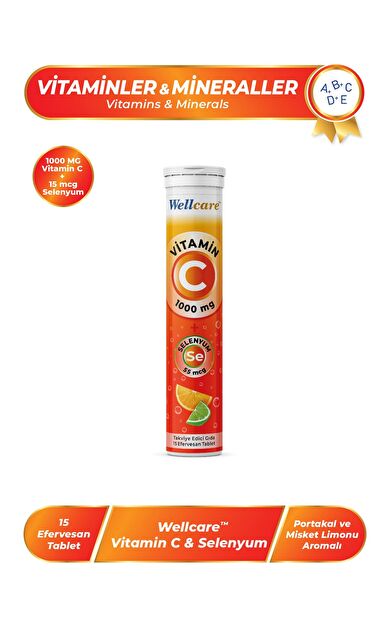 Wellcare Vitamin C 1000 mg + Selenyum 15 Efervesan Tablet