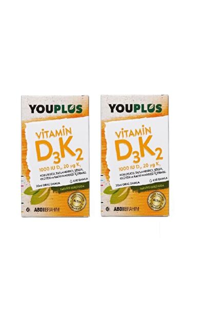 Youplus Vitamin D3K2 1000 IU 2 x 20 Ml Sprey Avantajlı Aile Paketi 2.si %50 İndirimli- SKT: 01/2028