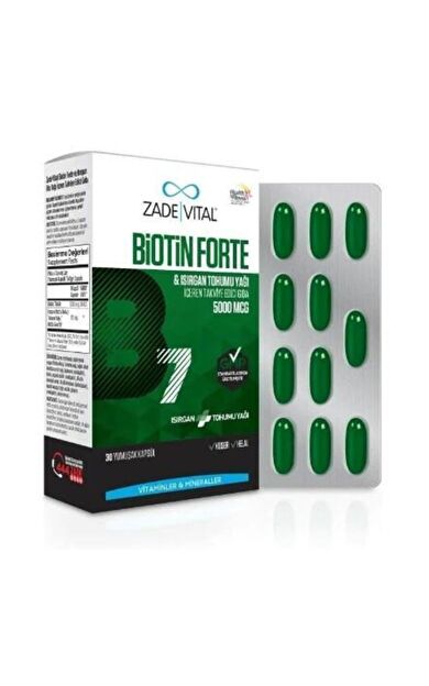 Zade Vital Biotin Forte 5000 mcg 30 Yumuşak Kapsül
