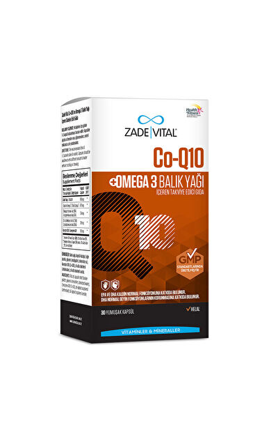 Zade Vital Co-Q10 Omega3 Balık Yağı İçeren Takviye Edici Gıda 30 Kapsül