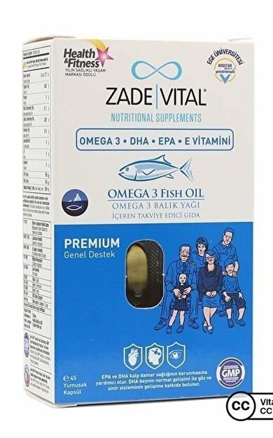 Zade Vital Omega 3 Balık Yağı Premium 45 Kapsül