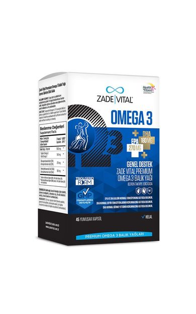 Zade Vital Premium Omega 3 Balık Yağı Genel Destek 45 Kapsül