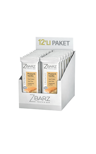 ZBARZ Crunchy Susamlı Vanilya Aromalı Yer Fıstıklı Proteinli Bar 35g x 12 Adet