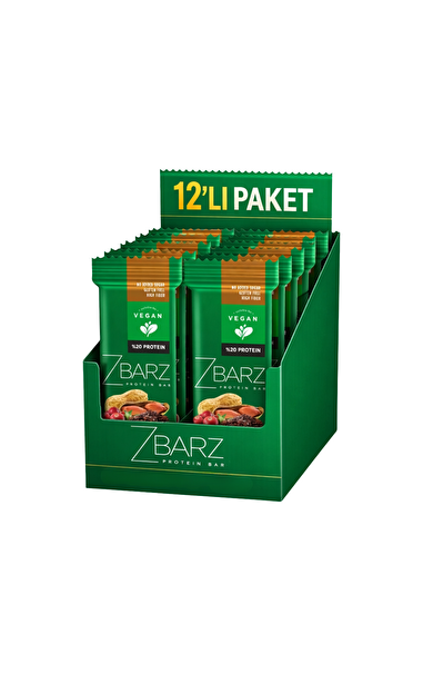 ZBARZ Yer Fıstıklı Vegan Proteinli Meyve Barı 35g x 12 Adet