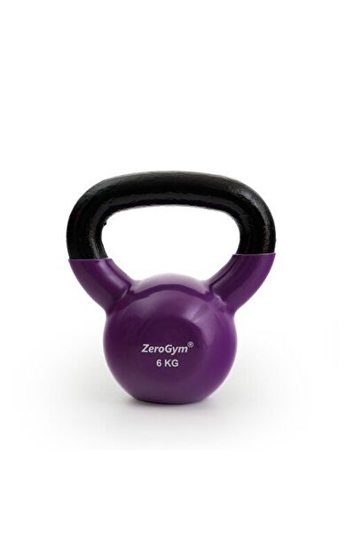 Zerogym Vinil Kaplı İçi Demir Kettlebel, Çaydanlık Dambıl 6 kg Mor