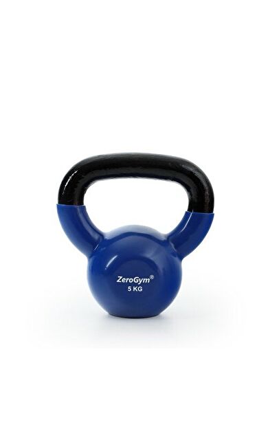 Zerogym Vinil Kaplı İçi Demir Kettlebel, Çaydanlık Dambıl 5 kg Mavi