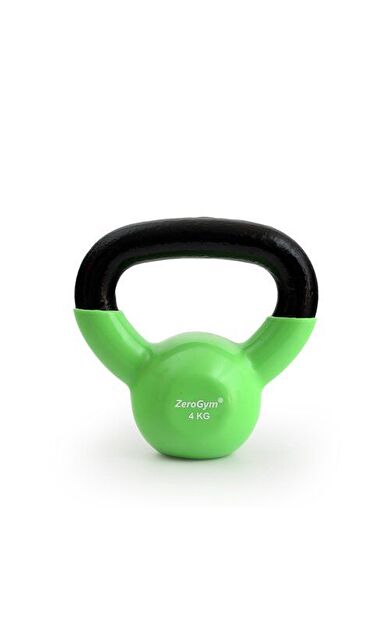 Zerogym Vinil Kaplı İçi Demir Kettlebel, Çaydanlık Dambıl 4 kg Yeşil