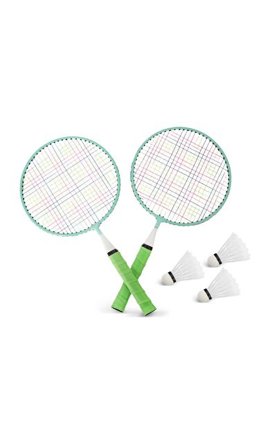 Zerogym Çocuk Badminton Raketi 45cm Yeşil 2 Raket 3 Top