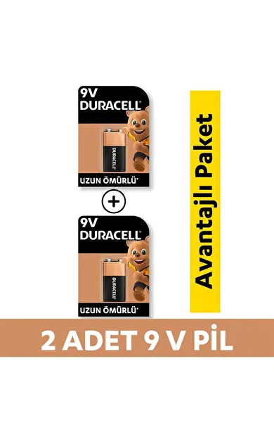 Duracell Alkalin 9 Volt Pil 2'li Paket