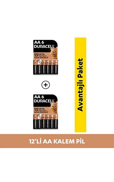 Alkalin AA  Kalem Pil, 1,5V (LR03 / MN2400), 6'lı Paket X 2