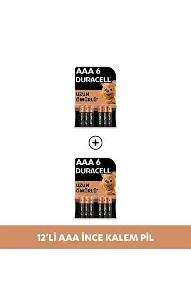 Alkalin AAA İnce Kalem Pil, 1,5V (LR03 / MN2400), 6'lı  Paket X 2