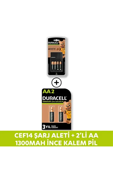 Duracell CEF14 Pil Şarj Aleti (2 Adet AA ve 2 Adet AAA Pil Hediyeli)