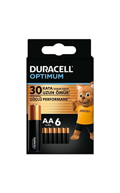 Duracell Optimum AA Alkalin Pil, 1,5 V LR6 MN1500, 6’li paket