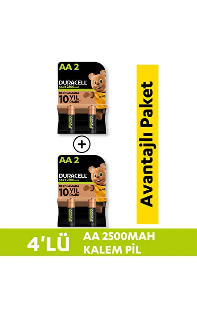 Şarj Edilebilir Aa 2500mah Piller, 2 Li Paket X2 (4 Adet)