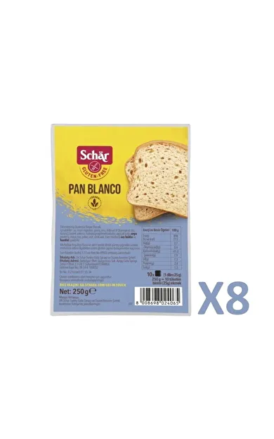 Pan Blanco Glutensiz Dilimli Ekmek 250 Gr.(8 Adet)