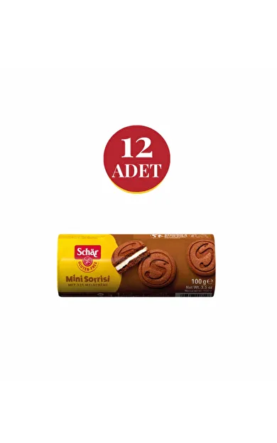 Mini Sorrisi Glutensiz Kaymaklı Çikolatalı Bisküvi 100 gr (12 ADET)