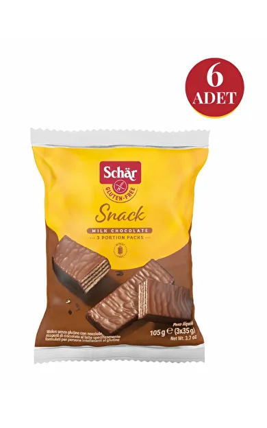 Snack Glutensiz Çikolata Kaplı Fındıklı Gofret 3x35 gr (6 ADET)