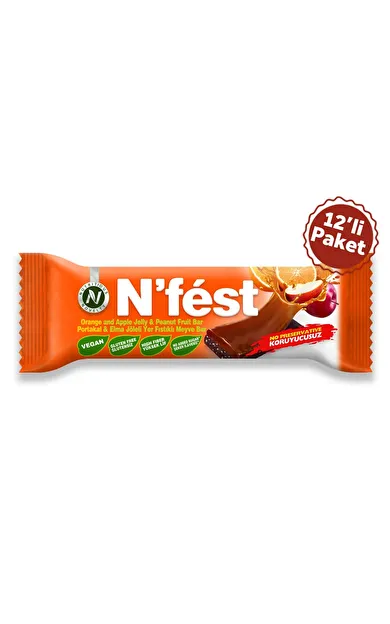 N'Fest Jöleli Meyve Bar Portakal Ve Elma Yer Fıstıklı 40g X 12 Adet