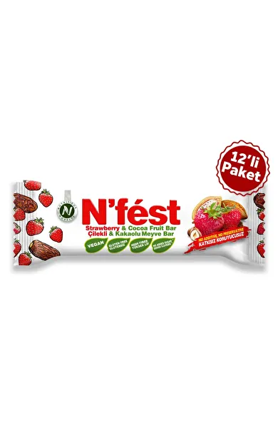 N'Fest Meyve Bar Çilekli ve Kakaolu 40g x 12 Adet