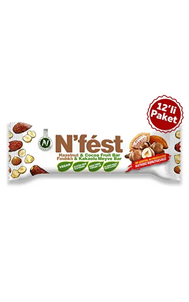 N'Fest Meyve Bar Fındıklı ve Kakaolu 40g x 12 Adet