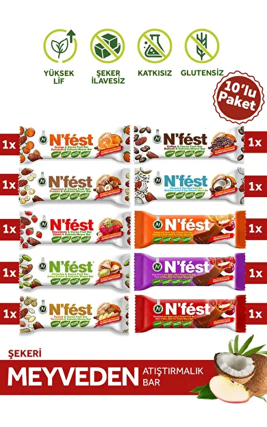 N'Fest Meyve Bar Özel Seri Deneme Paketi 40g X 10 Adet