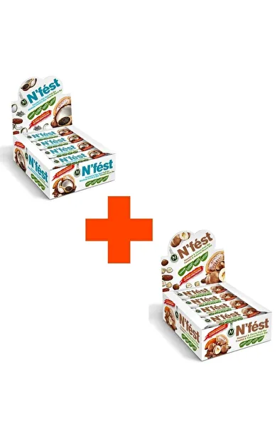 N'Fest Meyve Bar Fırsat Paketi - Hindistan Cevizli ve Fındıklı Meyve Bar 2 Kutu