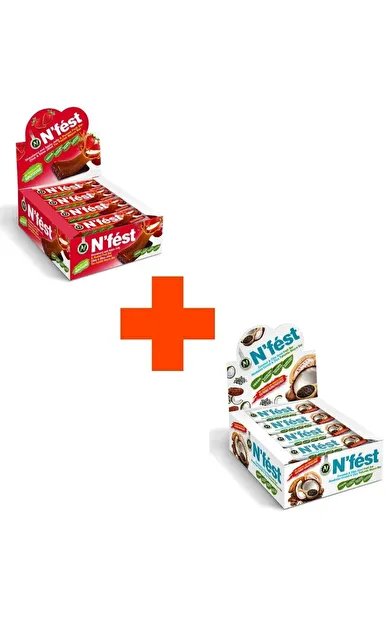 N'Fest Meyve Bar Fırsat Paketi - Hindistan Cevizli ve Çilek Jöleli Meyve Bar 2 Kutu